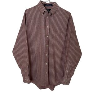 Stafford Wrinkle Free Dress Shirt 15.5 34/35 Red Stripe Button Down